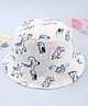 Babyhug Twill Woven Bucket Cap With Animal Print White - Diameter 20.5 cm