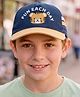 Babyhug Twill Woven Baseball Cap With Text & Animal Embroidery Navy Blue - Diameter 14.5 cm