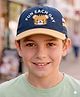 Babyhug Twill Woven Baseball Cap With Text & Animal Embroidery Navy Blue - Diameter 18 cm