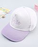 Babyhug Twill Woven Smile Embroidered Baseball Cap White & Purple - Diameter 19.5 cm