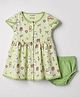 CUCUMBER Interlock Knit Half Sleeves Bunny Printed Frock With Bloomer - Lime Green