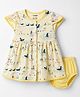CUCUMBER Interlock Knit Half Sleeves Frock with Duck Print & Bloomer - Light Yellow