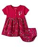 CUCUMBER Interlock Knit Half Sleeves Floral Printed Frock With Bloomer - Red