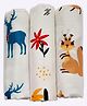 Kridlo Swaddle Pack of 3 - Brown Squirrel, Orange Daisy and Dancing Deer