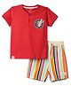 CUCUMBER Single Jersey Knit Half Sleeves Beach Theme Printed T-Shirt & Shorts Set - Orange