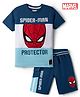 Pine Kids Marvel Single Jersey Knit Half Sleeves T-Shirt & Shorts With Spider-Man Graphic - Blue