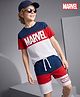 Pine Kids Marvel Single Jersey Knit Half Sleeves T-Shirt and Shorts with Marvel Graphics-  White & Navy
