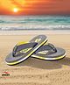 asian Typography Designed Flip Flops - Light Grey & Yellow