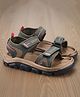 asian Abstract Designed Velcro Closure Sandals - Mehendi & Tan