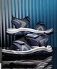 asian Abstract Designed Velcro Closure Sandals - Navy Blue & Sky Blue