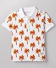 Doreme Cotton Knit T-Shirt Half Sleeves Palm Tree Print White 4-5 Years