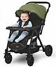 StarAndDaisy Foldable Baby Stroller for 0 to 3 Years with Storage Basket Lockable Wheels Multi Level Recline Adjustable Footrest Removable Tray Safety Harness Belt Travel Pram Green