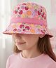 Babyhug Cotton Woven Bucket Hat With Fruit Print Pink - Diameter 16.5 cm