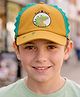 Babyhug Cotton Woven Summer Cap With Smile Crocodile Print Mustard  - Diameter 15.5 cm