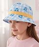 Babyhug Cotton Woven Bucket Hat Checks With Floral Print Blue - Diameter 14.5 cm