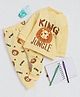 Fourfolds Cotton Blend Knit Full Sleeves Lion & King Of The Jungle Text Printed Tee & Joggers Set - Yellow