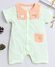 Fourfolds Cotton Blend Knit Half Sleeves Striped & Animal Printed Romper - Light Green
