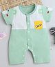 Fourfolds Cotton Blend Knit Half Sleeves Colour Blocked Teddy Printed Romper - Green