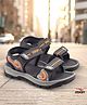 asian Abstract Designed Velcro Closure Sandals - Black & Orange
