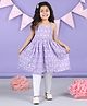 Kinder Kids Cotton Woven Sleeveless Floral Printed Kurti & Pants Set - Purple & White