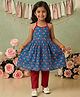 Kinder Kids Cotton Woven Sleeveless Elephant Printed Kurti & Pants Set - Blue & Red