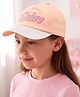 Babyhug Poly Blend Woven Summer Cap With You Are Ment to Shine Print Peach -Diameter 15.5 cm