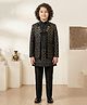 Ahhaaaa Viscose Woven Full Sleeves Kurta Pyjama Set With Geometric Embroidered Nehru Jacket - Gold