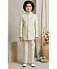 Ahhaaaa Viscose Woven Full Sleeves Abstract Embroidered Jodhpuri Sherwani & Trouser Set - Cream