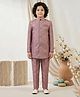 Ahhaaaa Viscose Woven Full Sleeves Abstract Embroidered Jodhpuri Sherwani & Trouser Set - Pink