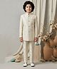 Ahhaaaa Viscose Woven Full Sleeves Abstract Embroidered Jodhpuri Sherwani & Trouser Set - Cream