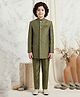 Ahhaaaa Viscose Woven Full Sleeves Abstract Embroidered Jodhpuri Sherwani & Trouser Set - Green