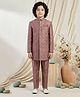 Ahhaaaa Viscose Woven Full Sleeves Abstract Embroidered Jodhpuri Sherwani & Trouser Set - Pink