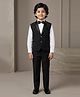 Ahhaaaa Silk Woven Full Sleeves Beads Embellished 3 Piece Party Suit Set With Bow - Black
