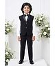 Ahhaaaa Silk Woven Full Sleeves Beads Embellished 3 Piece Party Suit Set With Bow - Black