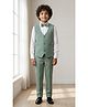 Ahhaaaa Silk Woven Full Sleeves  Leaves Embroidered 3 Piece Party Suit Set With Bow - Green