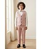 Ahhaaaa Silk Woven Full Sleeves  Leaves Embroidered 3 Piece Party Suit Set With Bow - Pink