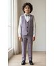 Ahhaaaa Silk Woven Full Sleeves  Leaves Embroidered 3 Piece Party Suit Set With Bow -  Purple