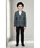 Ahhaaaa Silk Woven Melting Clock Printed Tee & Pant Set With Full Sleeves Graph Checked Blazer - Blue
