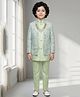 Ahhaaaa Viscose Woven Full Sleeves Solid Kurta & Trouser Set with Abstract Printed Jacket - Green