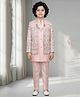 Ahhaaaa Viscose Woven Full Sleeves Solid Kurta & Trouser Set with Abstract Printed Jacket - Pink