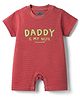 Mini Taurus 100% Cotton Knit Half Sleeves Text printed & Striped Romper - Red