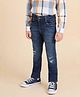 U.S. Polo Assn. Kids Cotton Woven Distressed Washed Jeans - Mid Blue