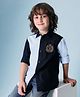 U.S. Polo Assn. Kids Cotton Woven Full Sleeves Colour Blocked Shirt - Navy Blue