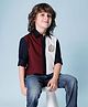 U.S. Polo Assn. Kids Cotton Woven Full Sleeves Colour Blocked Shirt - Navy Blue