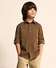 U.S. Polo Assn. Kids Cotton Woven Full Sleeves Solid Shirt - Brown