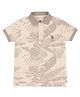 U.S. Polo Assn. Kids Cotton Knit Half Sleeves Tropical Theme Printed Polo Tee - Beige