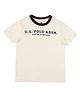 U.S. Polo Assn. Kids Cotton Knit Half Sleeves Brand Name Printed Tee - White