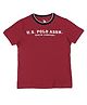 U.S. Polo Assn. Kids Cotton Knit Half Sleeves Brand Name Printed Tee - Burgundy