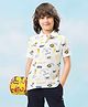 U.S. Polo Assn. Kids Cotton Knit Half Sleeves Brand Name & Logo Printed Polo Tee - White