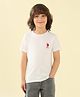 U.S. Polo Assn. Kids Cotton Knit Half Sleeves Brand Logo Embroidered Tee - White